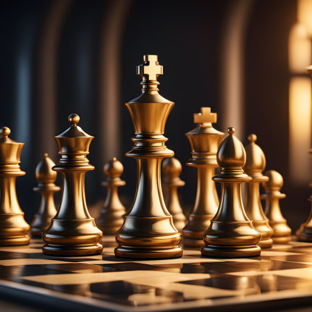 Chess players play a royal strategy gameの素材