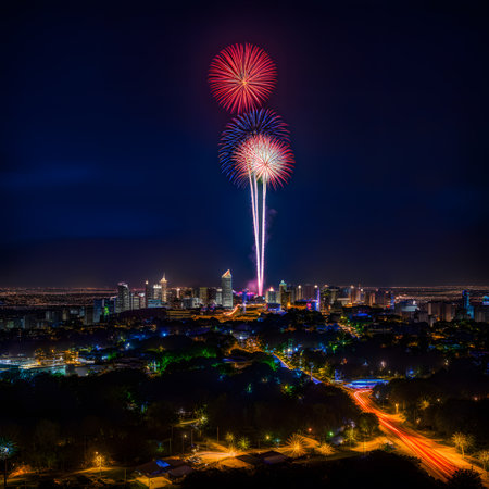 Big New Year's Eve fireworks in the skyの素材