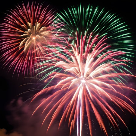 Big New Year's Eve fireworks in the skyの素材