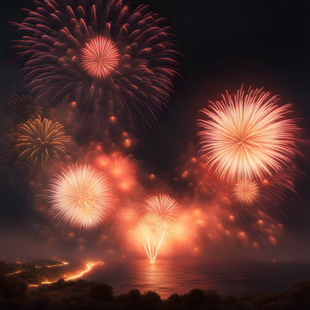 Big New Year's Eve fireworks in the skyの素材