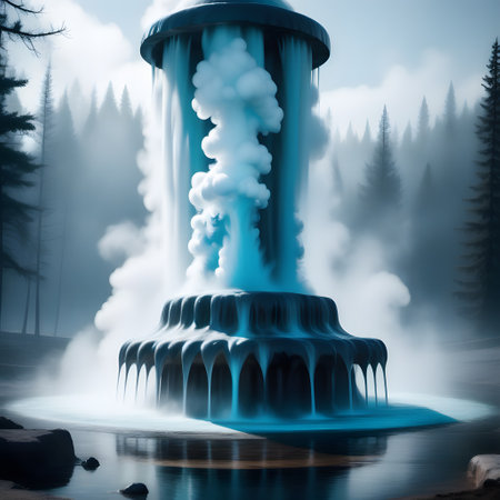 Geysers explode explosively from the earthの素材