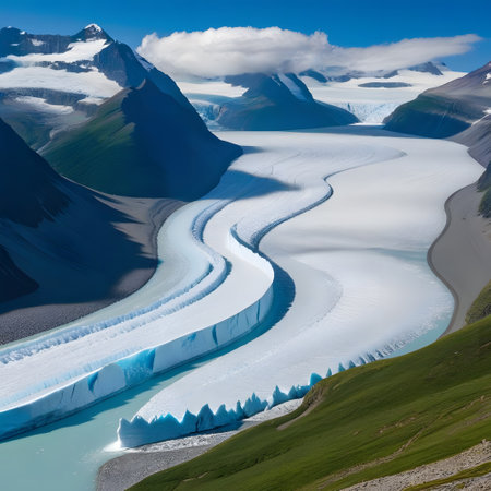 Large icebergs float in the cold in the Arcticの素材