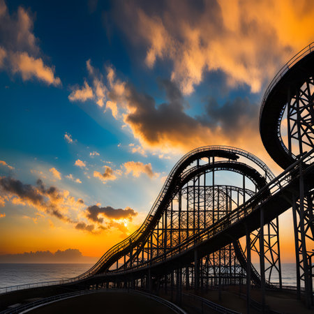 huge roller coaster at the fair for funの素材