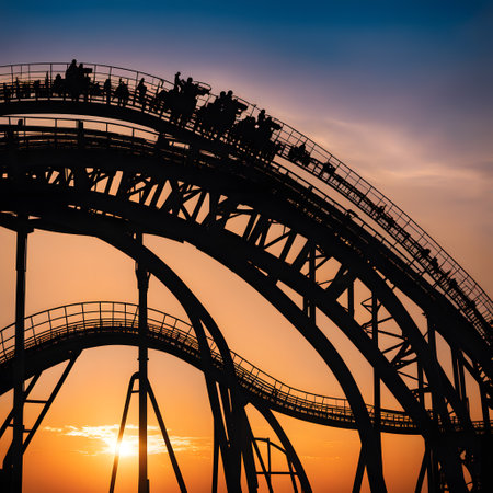 huge roller coaster at the fair for funの素材