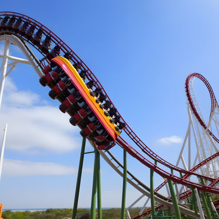 huge roller coaster at the fair for funの素材