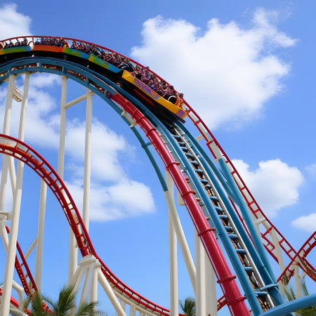huge roller coaster at the fair for funの素材