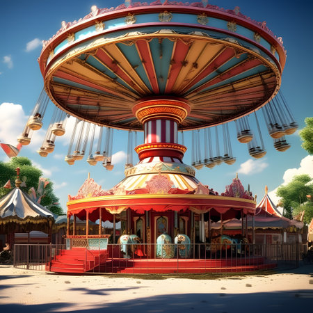 Children's carousel at the fairの素材