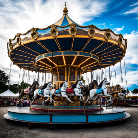 Children's carousel at the fairの素材