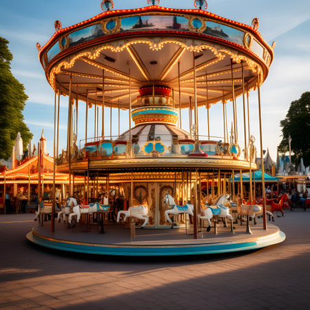 Children's carousel at the fairの素材