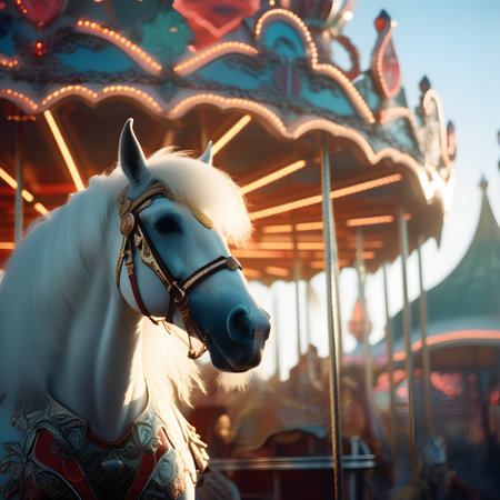 Children's carousel at the fairの素材