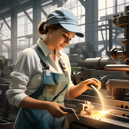 Factory worker with helmet in safety clothingの素材