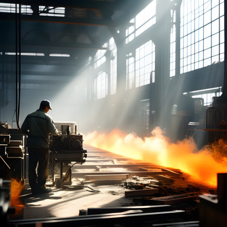 Factory worker with helmet in safety clothingの素材
