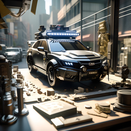 Large police operation with many police vehiclesの素材