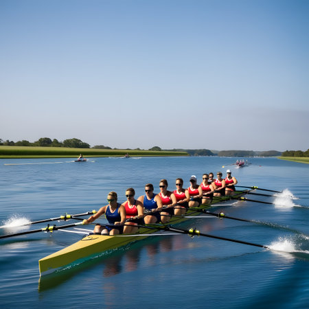 Rowing regatta on the water for competitionの素材