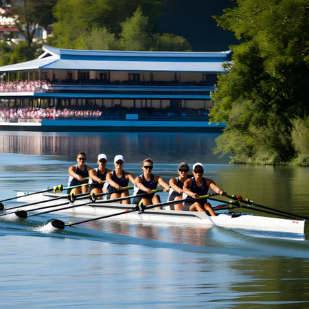 Rowing regatta on the water for competitionの素材
