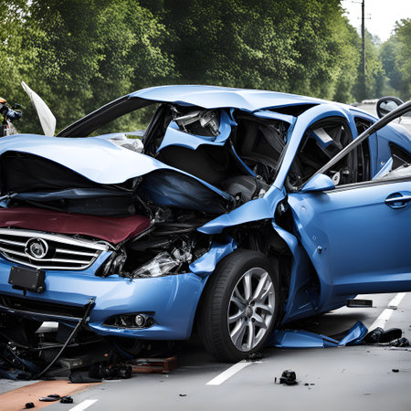 Car accident on the country roadの素材