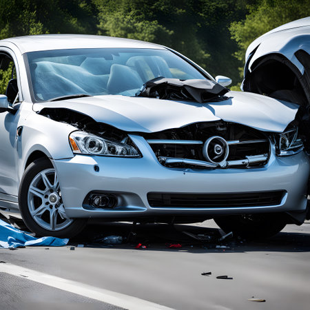 Car accident on the country roadの素材