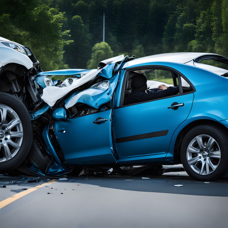 Car accident on the country roadの素材