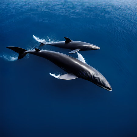 Gray whales swim through the seas in search of foodの素材