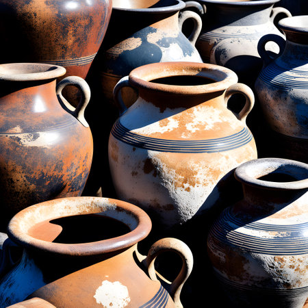 Antique vases and amphoras made from earthenwareの素材