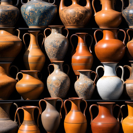 Antique vases and amphoras made from earthenwareの素材