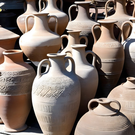 Antique vases and amphoras made from earthenwareの素材