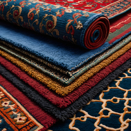 Elegant carpets in living rooms with colorful patternsの素材