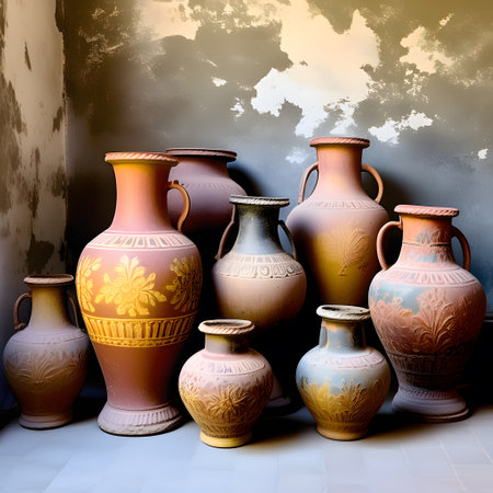 Antique vases and amphoras made from earthenwareの素材