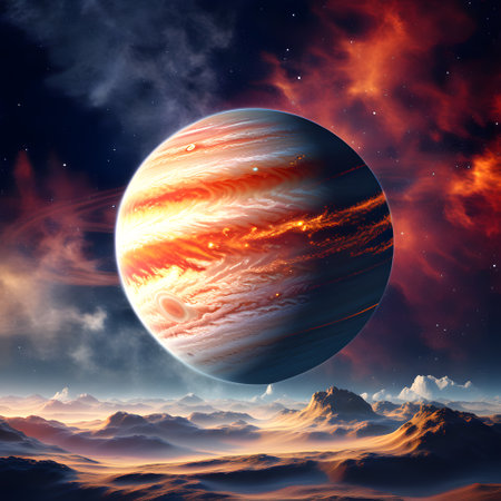 Planets in space from far awayの素材