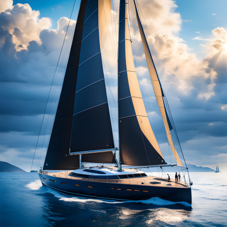 Sailing yacht cruises in the Caribbean Seaの素材