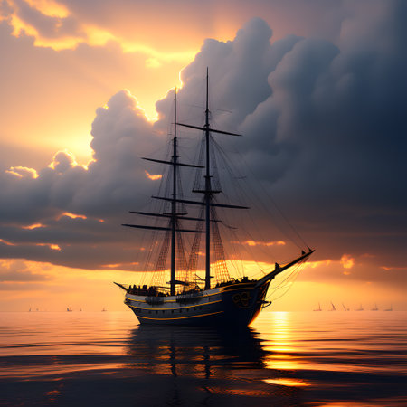 Sailing yacht cruises in the Caribbean Seaの素材