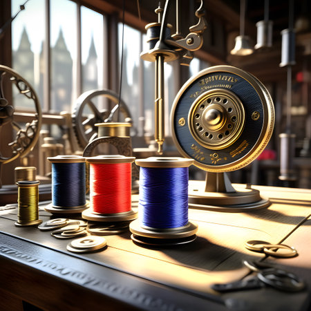 colorful spools of thread for handicraftsの素材