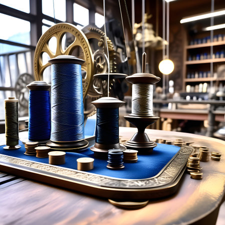 colorful spools of thread for handicraftsの素材