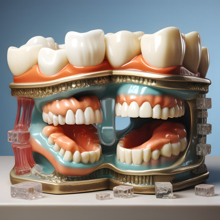 Dentures with sparkling white teeth from the dentistの素材
