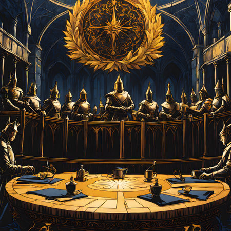 King Arthur round table with man of honorの素材