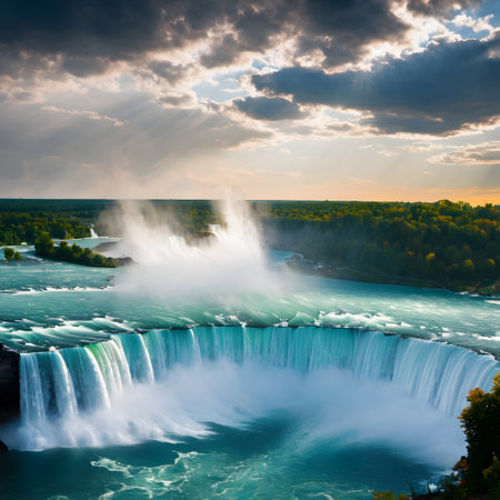 Niagara Waterfalls in North America roar into the depthsの素材