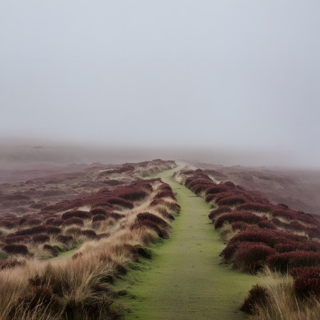 The morning mist moves mystically through the enchanted moorの素材