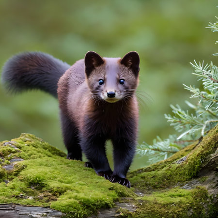 The meadow-nimble marten roams through the undergrowth in search of foodの素材