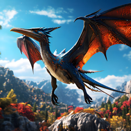 Pteranodon living in the air were up to mischief in prehistoric timesの素材