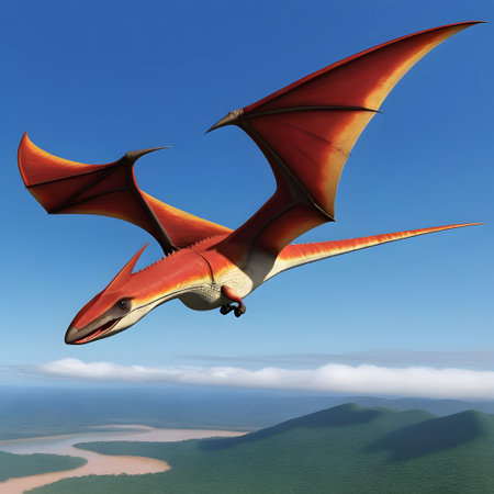 Pteranodon living in the air were up to mischief in prehistoric timesの素材