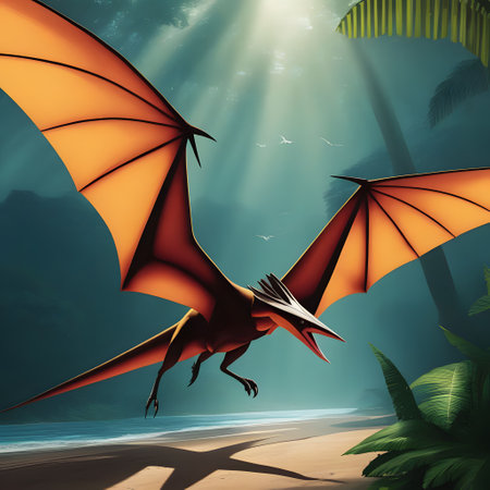 Pteranodon living in the air were up to mischief in prehistoric timesの素材