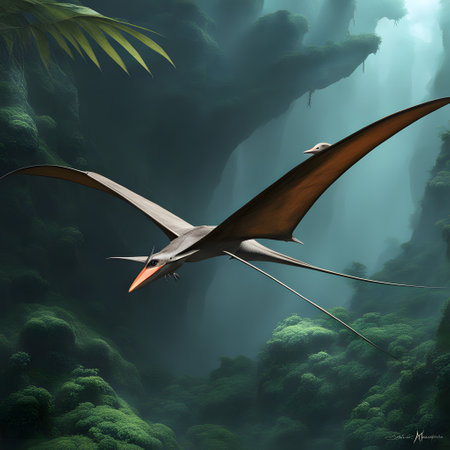 Pteranodon living in the air were up to mischief in prehistoric timesの素材