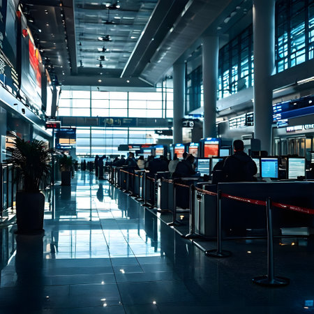 Airport security check with check-in at the counterの素材