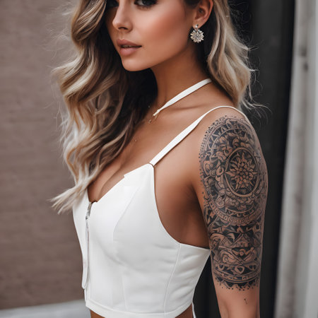 People flaunt their different large tattoosの素材