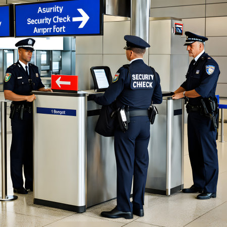 Airport security check with check-in at the counterの素材