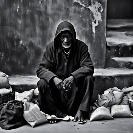 Poor and destitute people in slum areas around the worldの素材