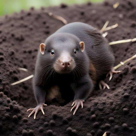 Small moles dig tunnels underground and look for foodの素材