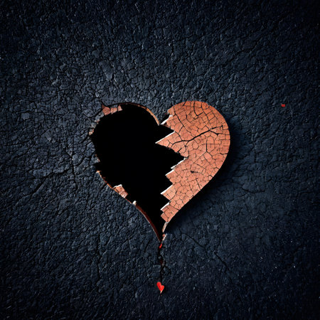 broken heart as a symbol of pain and sadnessの素材
