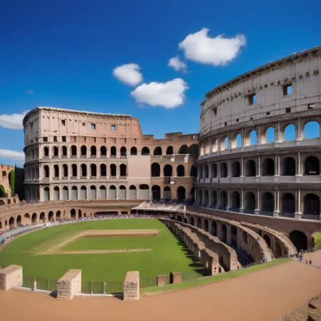 The round Colosseum in Rome as an arena for wild fightsの素材