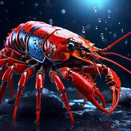 red lobsters for a luxurious meal in the restaurantの素材